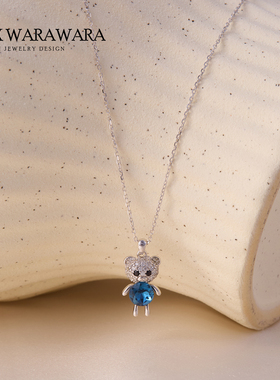 纯银小熊项链女小众设计感可爱