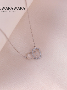 纯银环环相扣项链小众设计锁骨链