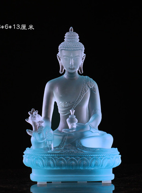 琉璃药师佛天蓝色佛像q摆件居家客厅佛堂寺庙桌面摆放光如来佛具