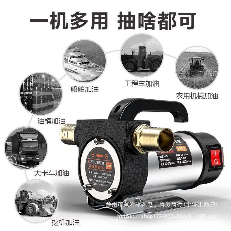 电动抽油泵12v24v通用220v柴油泵小型抽油机自吸泵加油神器加油机 - 图1