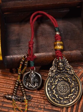 藏式九宫纯黄铜挂件包挂腰挂男士女士手工编织吊坠