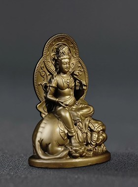 全铜普贤菩萨坐像摆件华严三圣家居客厅佛像禅意工艺品汽车装饰品