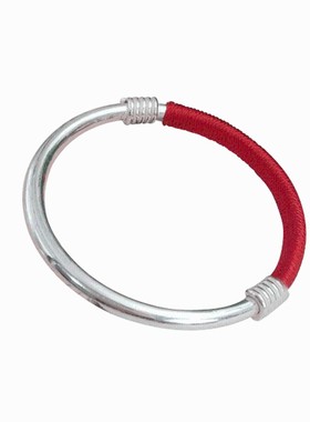 银手镯999纯银手镯女款实心光面大肚纯银手镯大人宝宝款手工定制