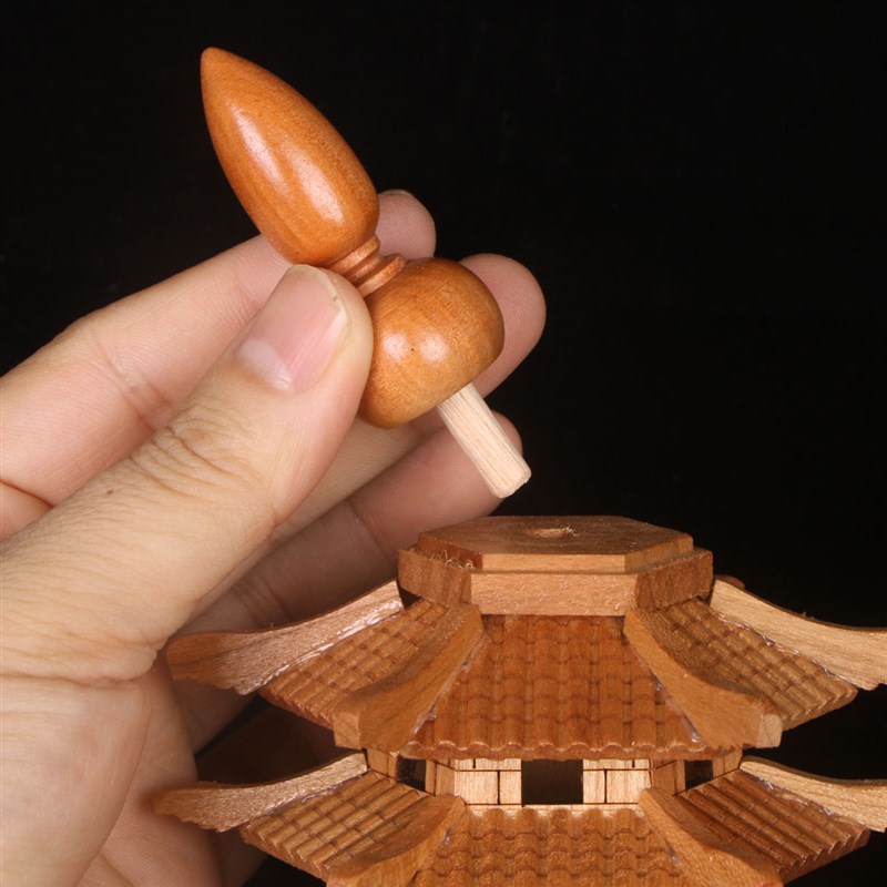 七层桃木文昌塔原木雕刻清漆高23/30厘米书房书桌卧室文昌塔摆件 - 图3