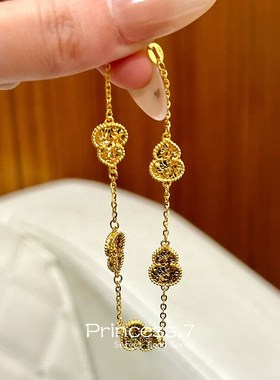 新中式碎冰冰葫芦手链女高级感精致超闪五福临门金色龙鳞闺蜜手饰