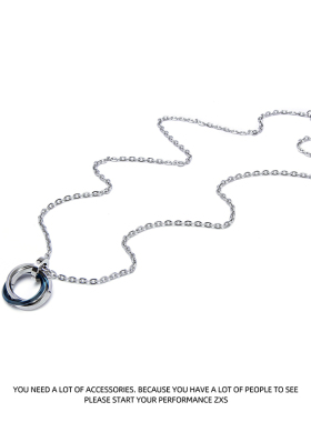 ZXS高级感克莱因蓝圆环项链男潮嘻哈钛钢不掉色百搭潮酷毛衣链女