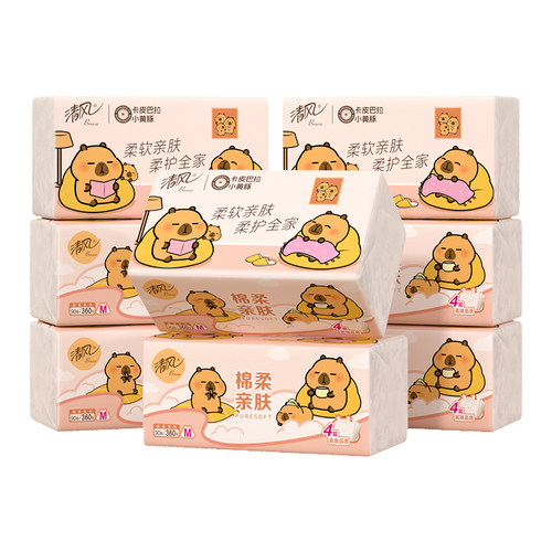 清风抽纸360张/包家用木浆卫生纸抽取式大包餐巾纸厕纸加厚纸巾 - 图3