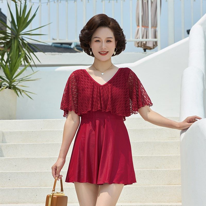 泳衣2025新款泡温泉妈妈款中老年女保守J遮肚显瘦大码宽松游泳装,淘宝优惠券,粉丝福利购,淘宝优惠卷