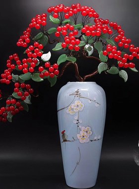 天然紫水晶招财树发财树居家客厅创意装饰品陶瓷摇钱树办公室摆件