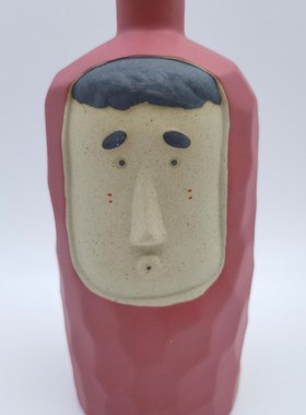 创意表情呆萌表情陶瓷插花花瓶客厅房间摆件