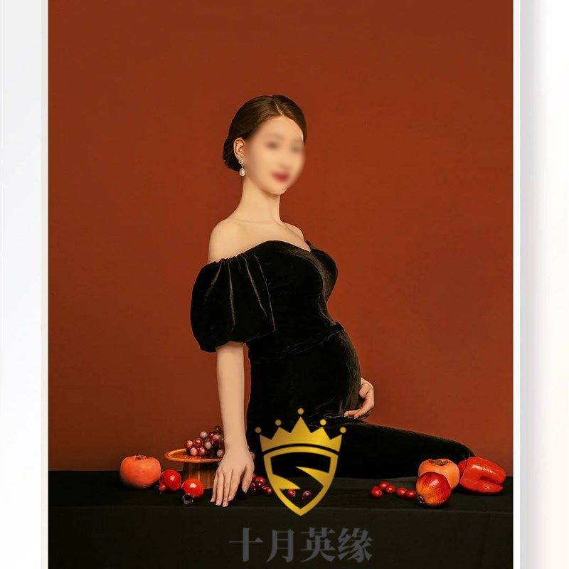 影楼孕妇照服装黑色超显瘦露肩艺术照影楼拍照摄影连衣裙丝绒礼服,淘宝优惠券,粉丝福利购,淘宝优惠卷