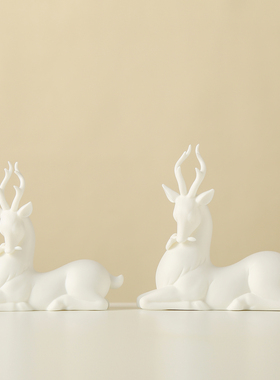 福鹿安康陶瓷鹿摆件家居装饰