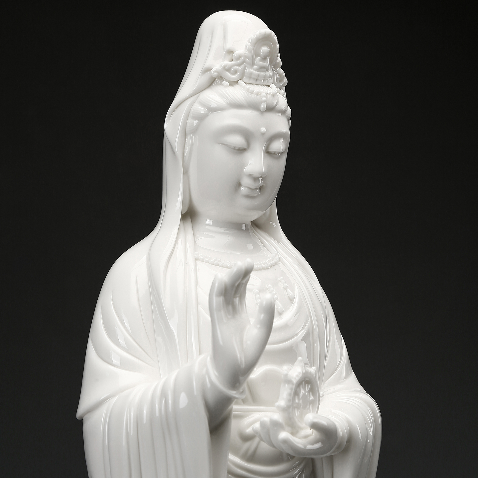 黼山堂普陀山南海观音菩萨佛像家用供奉佛堂观世音菩萨陶瓷摆件 - 图1