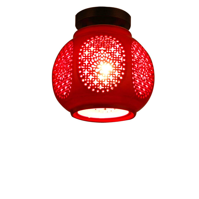 阳台红灯笼过道灯玄关吸顶灯门厅走道灯现代简约中式陶瓷吸顶灯,淘宝优惠券,粉丝福利购,淘宝优惠卷