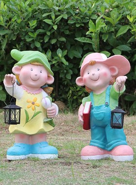 户外卡通小孩花园庭院景观装饰小品商场幼儿园摆件玻璃钢人物雕塑