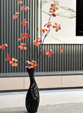 高级感长款细高陶瓷花瓶干花插花器白色电视墙格栅玄关柜装饰摆件