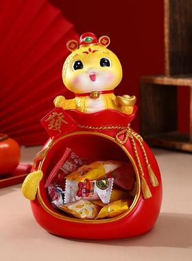 蛇年收纳托盘摆件国潮蛇客厅事事如意工艺品办公室乔迁新居礼品新