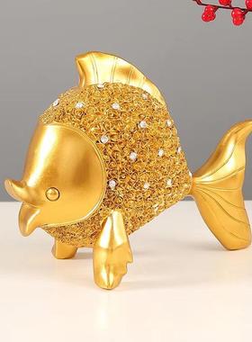 年年有鱼招财摆件轻奢玄关客厅电视柜酒柜办公室桌面摆设精致手工