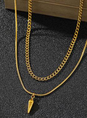 欧美跨境饰品 男士叠戴铆钉项链Necklace 小众嘻哈街头百搭毛衣链