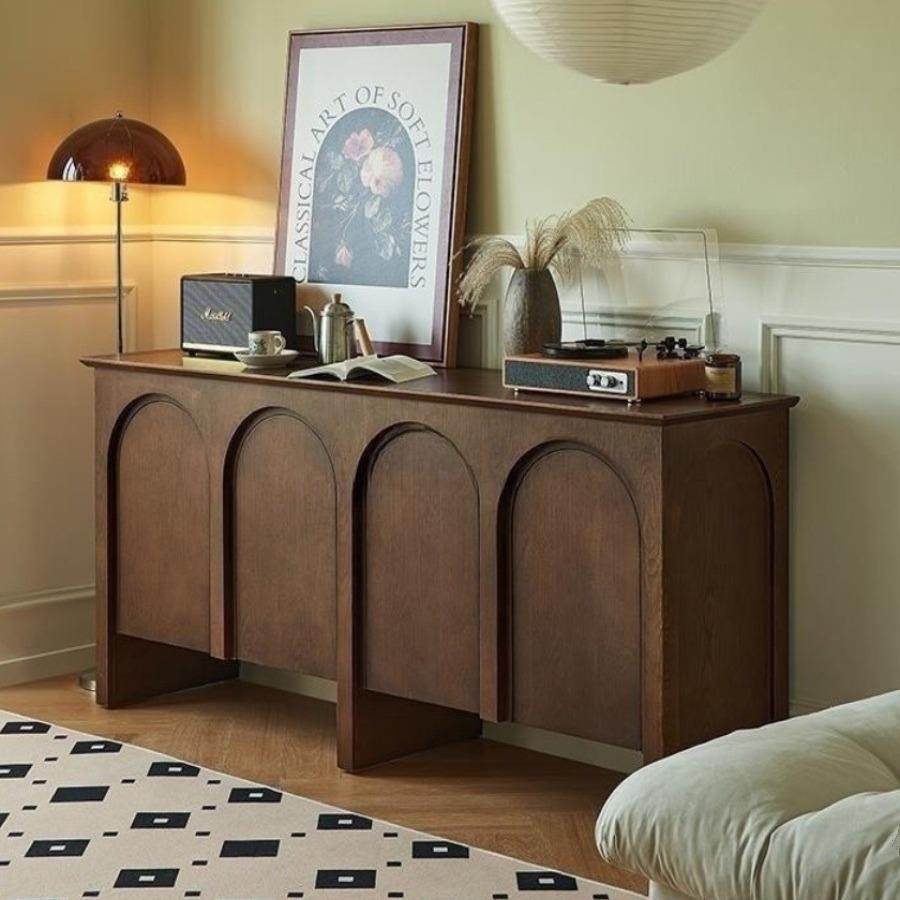 法式中古风拱形门实木餐边柜复古风家用储物收纳玄关柜客厅装饰柜,淘宝优惠券,粉丝福利购,淘宝优惠卷