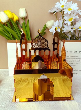 BT267 跨境桌面立体金色月亮亚克力节日氛围装饰摆台家居