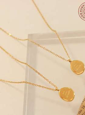 恶魔之眼圆珠串珠圆牌吊坠项链钛钢18k金小众个性气质百搭锁骨链