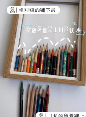 创意铅笔头木质桌面相框收纳