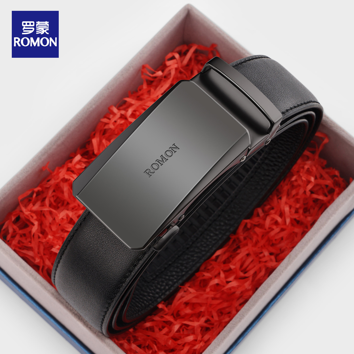 罗蒙皮带男真皮商务休闲男士腰带官方细纹时尚头层牛皮裤腰带潮流