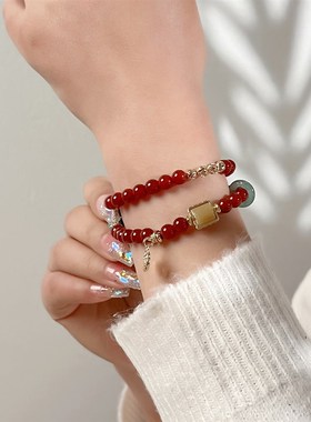 十里间【还有人要红运手串吗】百搭文艺天然石新中式双层手链