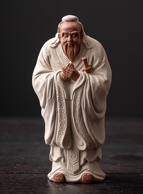 陶瓷历史人物孔夫子雕塑家居书房书桌博古架N装饰工艺品老子像摆
