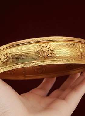 纯铜曼扎盘藏式供奉八吉祥修曼茶罗大号小J号15cm摆件上客厅家用