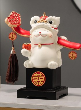 招财猫柿柿事事如意柿子摆件客厅玄关电视柜搬家礼物乔迁新居礼品