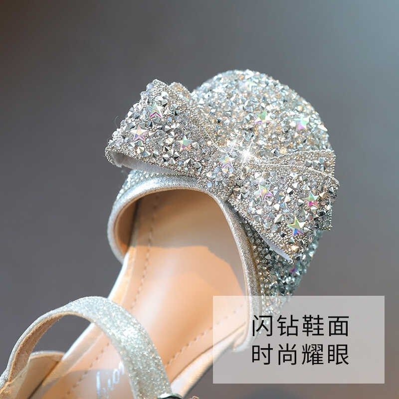 真皮女童公主鞋儿童高跟鞋夏季皮鞋水晶鞋配礼服水钻小女孩演出鞋,淘宝优惠券,粉丝福利购,淘宝优惠卷