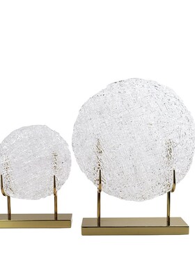 现代轻奢样板房间酒店销售中心玻璃金属软装摆件新中式客厅摆设