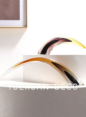 粤萱简约现代五彩琉璃摆件售楼处样板间展厅酒店大堂餐厅家居软装