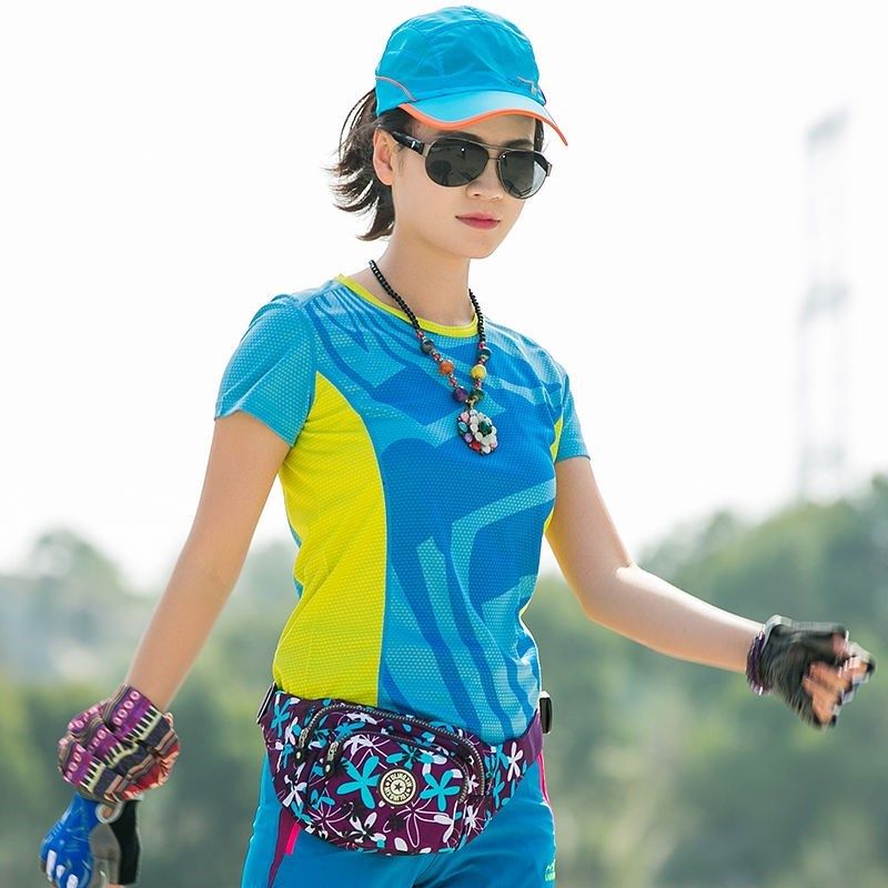 户外短袖速干衣女T恤女圆领修身显瘦拼色吸汗透气快干衣汗衫夏季,淘宝优惠券,粉丝福利购,淘宝优惠卷