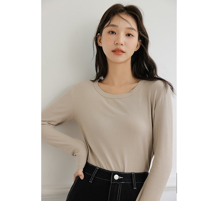 u领长袖t恤秋冬内搭修身打底衫女圆领低领内搭针织白色上衣肌底衣,淘宝优惠券,粉丝福利购,淘宝优惠卷