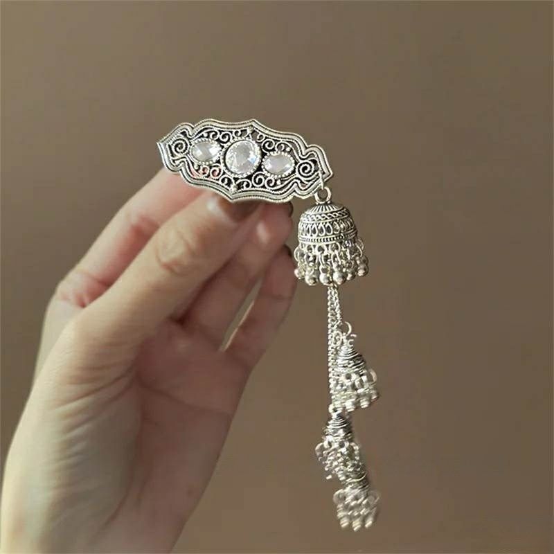 苗疆风~新中式铃铛发夹女轻奢流苏侧边夹民族风刘海夹盘发器头饰,淘宝优惠券,粉丝福利购,淘宝优惠卷