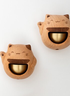 招财猫乔迁新年礼物多巴胺风铃门铃开业礼品吸门式V铃铛冰箱贴摆