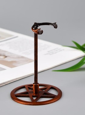 新款金色多功能创意原石矿标水晶柱子金属符P文底座文玩展示收纳