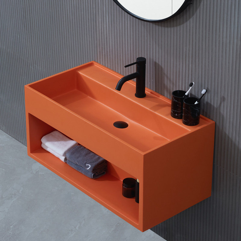 北欧人造石浴室柜组合洗手盆洗脸柜挂壁式挂墙式卫生间台盆柜橙色,淘宝优惠券,粉丝福利购,淘宝优惠卷
