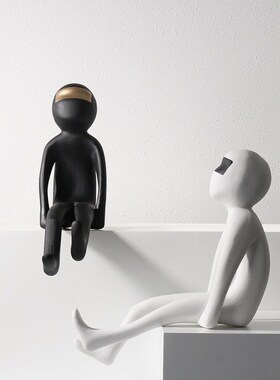 简约现代轻奢卡通觉醒q者抽象人物雕塑摆件样板房间家居软装饰品