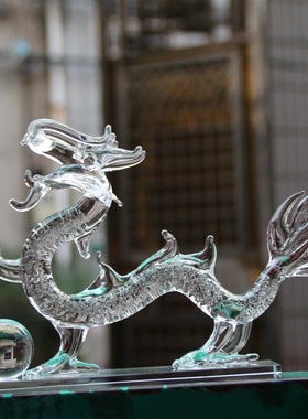 龙白水晶龙商务礼品业办公工艺品十二生肖送领导办公室