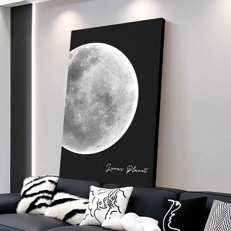 奶油风月球客厅沙发背景墙装饰画玄关过F道挂画氛围感灯画2025新,淘宝优惠券,粉丝福利购,淘宝优惠卷