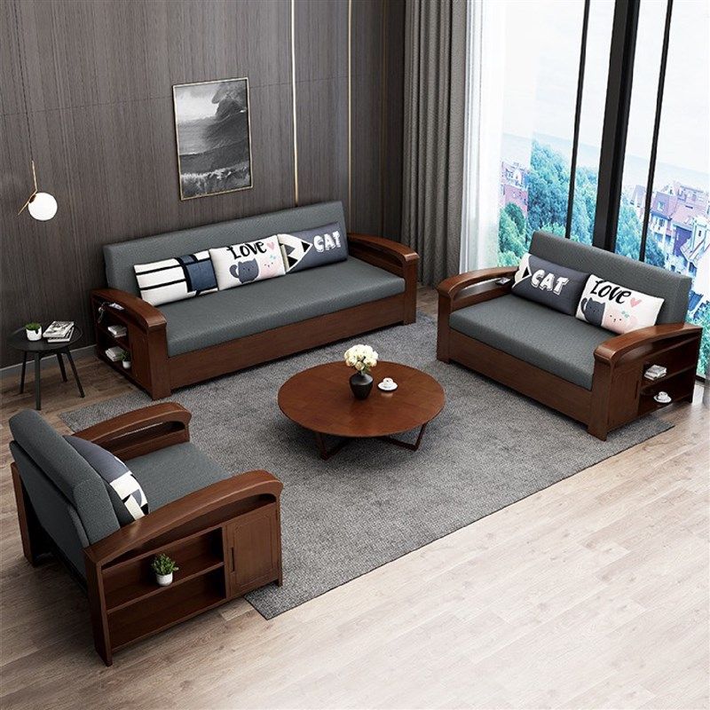简约现代实木沙发床单双人小户型客厅可折叠O坐卧两用多功能沙发,淘宝优惠券,粉丝福利购,淘宝优惠卷