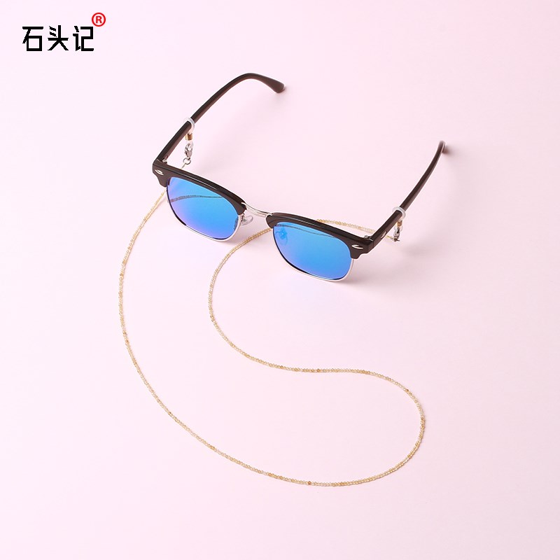 黄水晶眼镜链女挂脖网红链子潮人时尚复古防滑绳眼睛墨镜带链条 - 图1