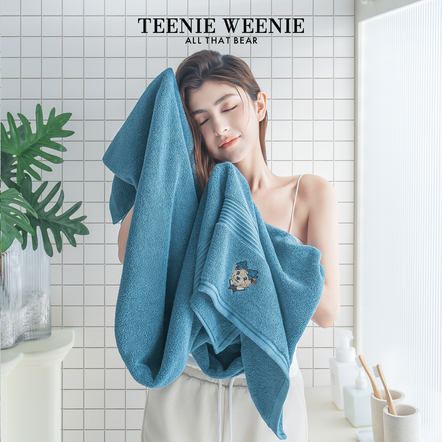 TeenieWeenie小熊抗菌全棉浴巾家用吸水纯棉裹巾女洗澡巾2025新款