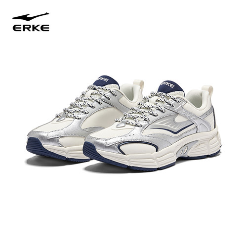 纪元鸿星尔克女鞋2025秋季新款皮面千禧年银色运动休闲慢跑通勤鞋 - 图3