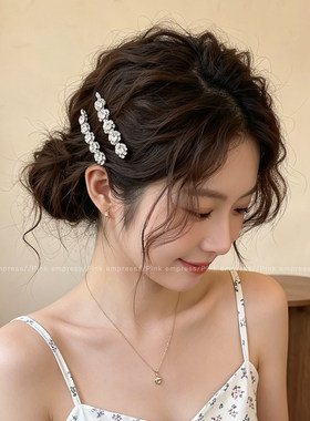 水钻太阳花发夹女高级感边夹侧边刘海夹子发卡碎发一字夹气质头饰
