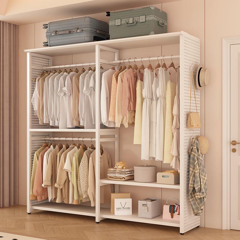 Ehd网红洞洞板简易衣帽架家用卧室入户门挂衣架铁艺开放式衣柜防 - 图1